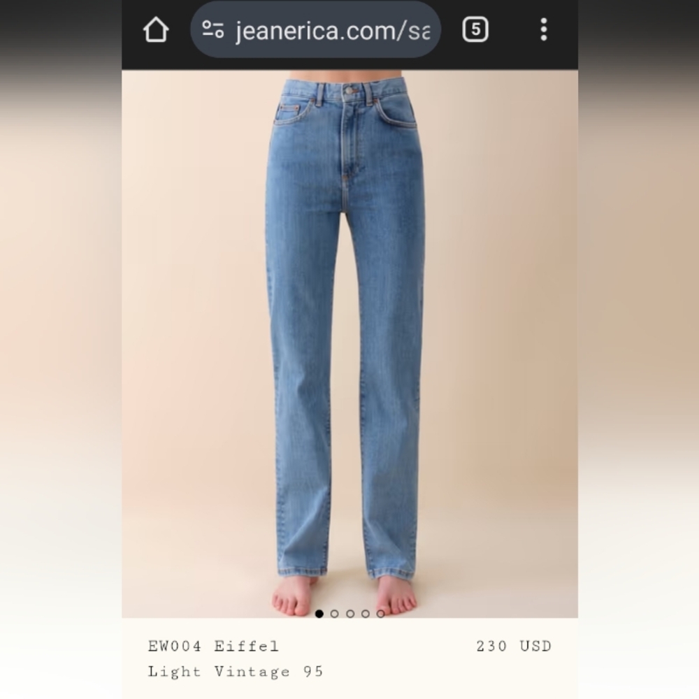 Jeanerica EW004 Eiffel Light Vintage Blue High Rise Straight Leg Jeans Sz 28 NWT